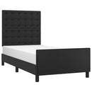 sengeramme med sengegavl 90x200 cm kunstlæder sort