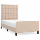 sengeramme med sengegavl 90x200 cm kunstlæder cappuccinofarvet