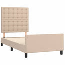 sengeramme med sengegavl 90x200 cm kunstlæder cappuccinofarvet