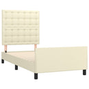 sengeramme med sengegavl 100x200 cm kunstlæder cremefarvet