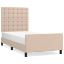 sengeramme med sengegavl 100x200 cm kunstlæder cappuccinofarvet