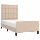 sengeramme med sengegavl 100x200 cm kunstlæder cappuccinofarvet