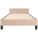 sengeramme med sengegavl 100x200 cm kunstlæder cappuccinofarvet