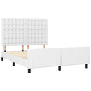 sengeramme med sengegavl 140x190 cm kunstlæder hvid