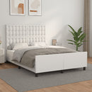 sengeramme med sengegavl 140x190 cm kunstlæder hvid