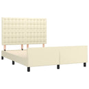 sengeramme med sengegavl 140x190 cm kunstlæder cremefarvet