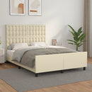 sengeramme med sengegavl 140x190 cm kunstlæder cremefarvet