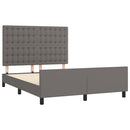 sengeramme med sengegavl 140x190 cm kunstlæder grå