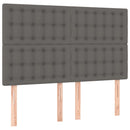 sengeramme med sengegavl 140x190 cm kunstlæder grå