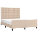 sengeramme med sengegavl 140x190 cm kunstlæder cappuccinofarvet