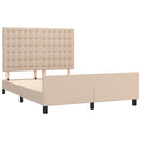 sengeramme med sengegavl 140x190 cm kunstlæder cappuccinofarvet