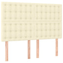 sengeramme med sengegavl 140x200 cm kunstlæder cremefarvet
