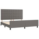 sengeramme med sengegavl 180x200 cm kunstlæder grå