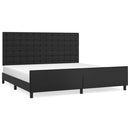 sengeramme med sengegavl 200x200 cm kunstlæder sort