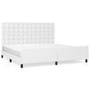 sengeramme med sengegavl 200x200 cm kunstlæder hvid