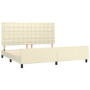 sengeramme med sengegavl 200x200 cm kunstlæder cremefarvet