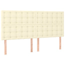 sengeramme med sengegavl 200x200 cm kunstlæder cremefarvet
