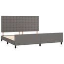 sengeramme med sengegavl 200x200 cm kunstlæder grå