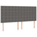 sengeramme med sengegavl 200x200 cm kunstlæder grå