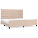 sengeramme med sengegavl 200x200 cm kunstlæder cappuccinofarvet