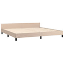 sengeramme med sengegavl 200x200 cm kunstlæder cappuccinofarvet
