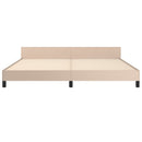 sengeramme med sengegavl 200x200 cm kunstlæder cappuccinofarvet