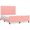 sengeramme med sengegavl 140x200 cm fløjl pink