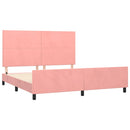 sengeramme med sengegavl 160x200 cm fløjl pink
