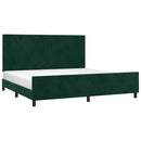 Sengeramme uden madras Mørkegrøn 200x200 cm Fløjl