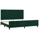 Sengeramme uden madras Mørkegrøn 200x200 cm Fløjl
