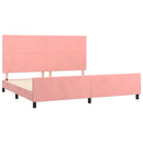 sengeramme med sengegavl 200x200 cm fløjl pink