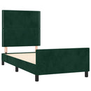 Sengeramme uden madras Mørkegrøn 90x190 cm Fløjl