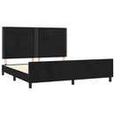 sengeramme med sengegavl 180x200 cm fløjl sort