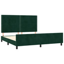Sengeramme uden madras Mørkegrøn 200x200 cm Fløjl