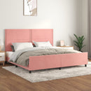 sengeramme med sengegavl 200x200 cm fløjl pink