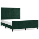 Sengeramme uden madras Mørkegrøn 140x190 cm Fløjl