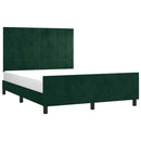 Sengeramme uden madras Mørkegrøn 140x190 cm Fløjl