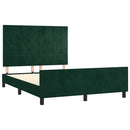 Sengeramme uden madras Mørkegrøn 140x190 cm Fløjl