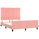 sengeramme med sengegavl 140x190 cm fløjl pink