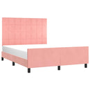 sengeramme med sengegavl 140x200 cm fløjl pink