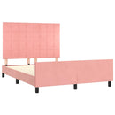 sengeramme med sengegavl 140x200 cm fløjl pink