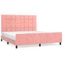 sengeramme med sengegavl 160x200 cm fløjl pink