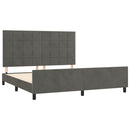 sengeramme med sengegavl 180x200 cm fløjl mørkegrå