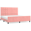sengeramme med sengegavl 180x200 cm fløjl pink