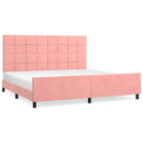 sengeramme med sengegavl 200x200 cm fløjl pink