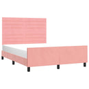 sengeramme med sengegavl 140x200 cm fløjl pink