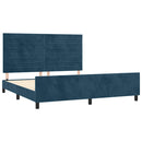 sengeramme med sengegavl 180x200 cm fløjl mørkeblå