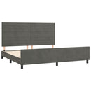 Sengeramme uden madras Mørkegrå 200x200 cm Fløjl