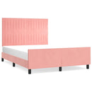 sengeramme med sengegavl 140x190 cm fløjl pink