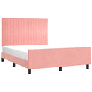 sengeramme med sengegavl 140x190 cm fløjl pink